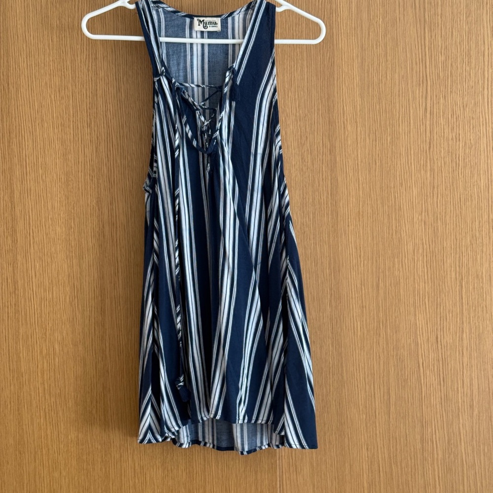 Show Me Your Mumu Navy and White Striped Sleeveless Top